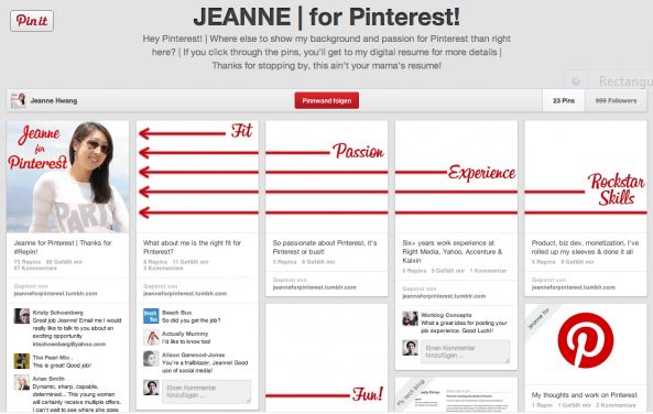Pinterest-Board als kreativer Lebenslauf